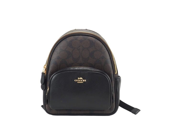 coach-c8604-mini-court-brown-black-signature-coated-canvas-backpack-bag-1