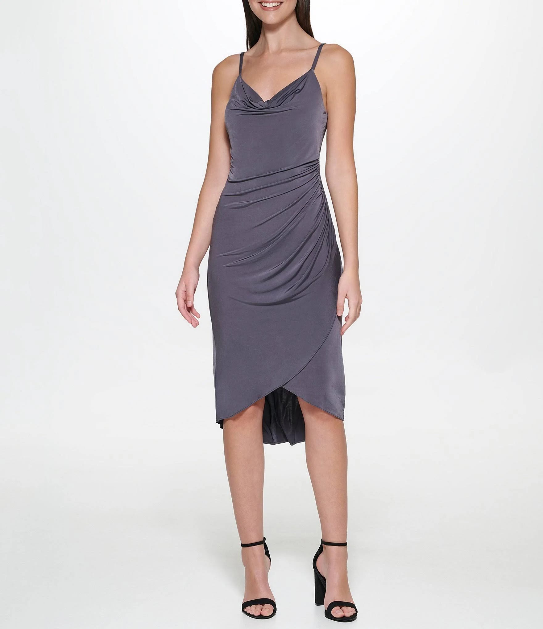 Guess Contour Midi Slip Dress - Stylish Slate Color | Image