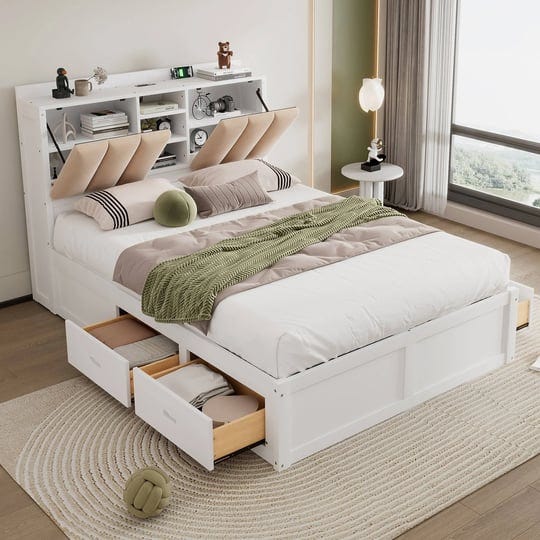 full-size-platform-bed-with-storage-bookcase-headboard-and-4-drawers-wooden-captain-bed-frame-with-s-1