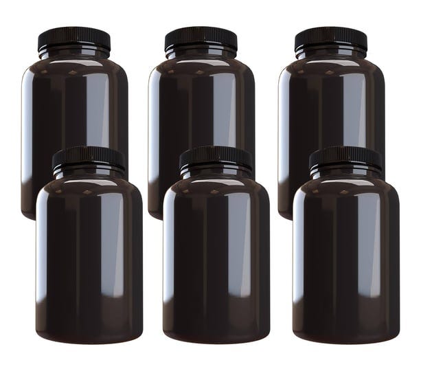 mountain-west-company-plastic-pill-bottle-6-pack-dark-amber-container-with-black-lid-500cc-capacity-1