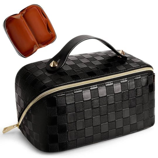 cessfle-large-capacity-travel-cosmetic-bag-plaid-checkered-makeup-bag-portable-leather-waterproof-sk-1