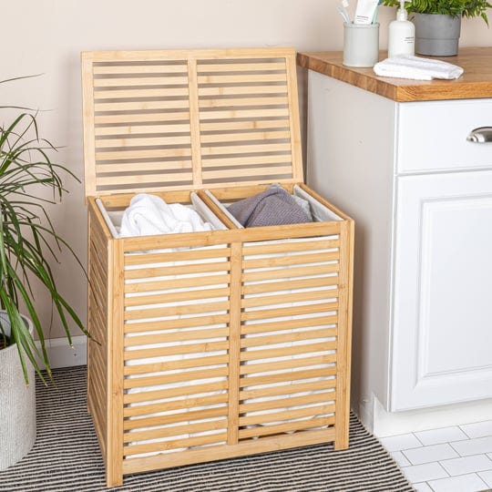 household-essentials-bamboo-cotton-double-laundry-hamper-1