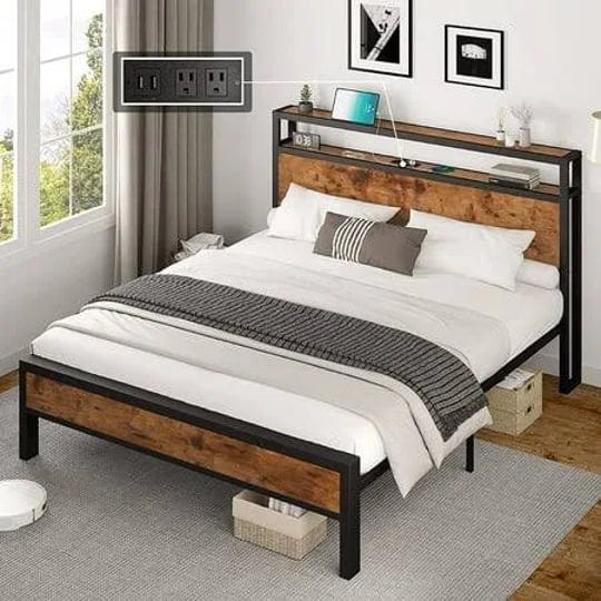 amerlife-queen-size-bed-frame-industrial-platform-bed-with-charging-station-2-tier-storage-headboard-1