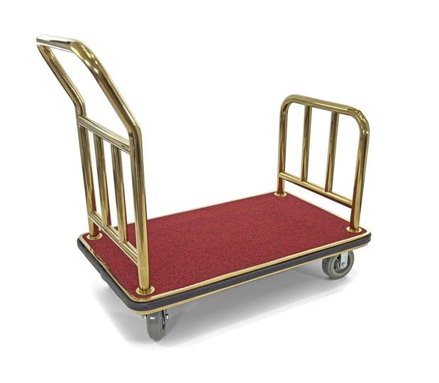 hotel-luggage-cart-bellmans-cart-rectangular-red-carpet-base-steel-deluxe-platform-truck-gold-1