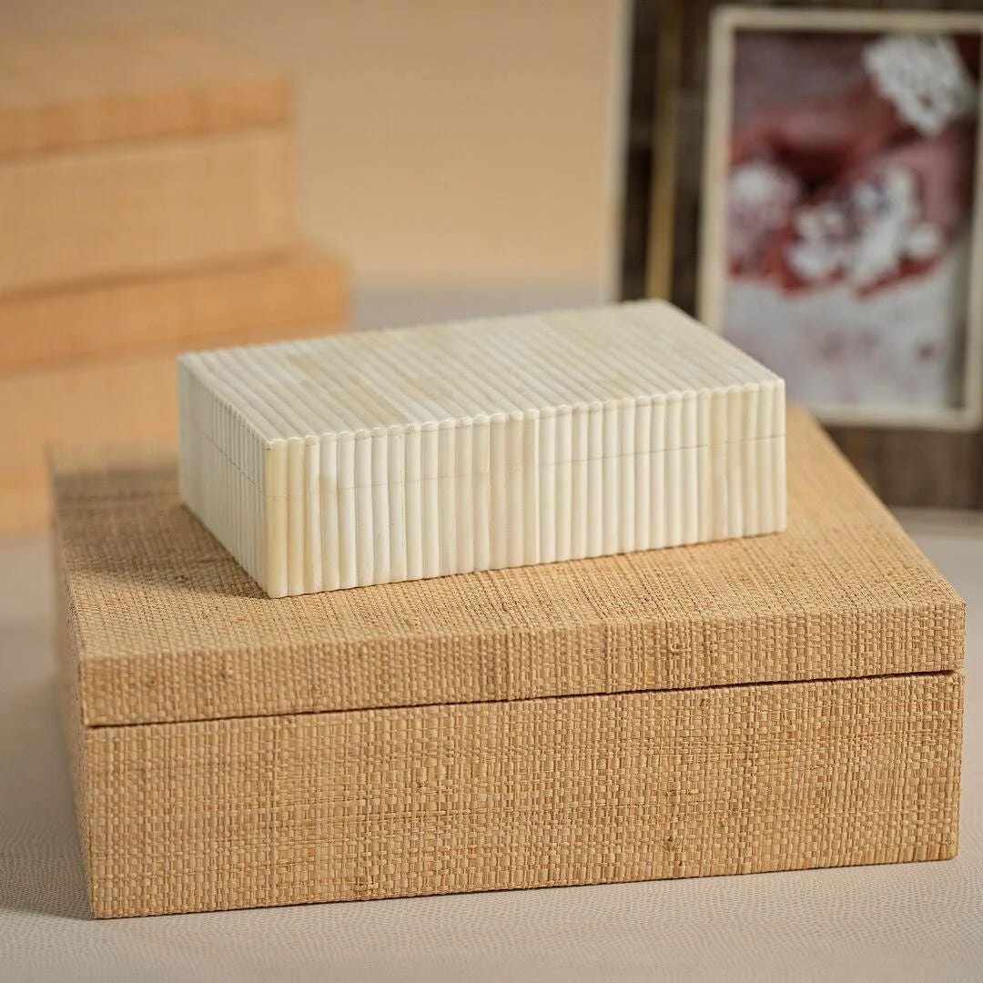 Luxurious Latitude Run Decorative Box with Ribbed Bone Inlay | Image