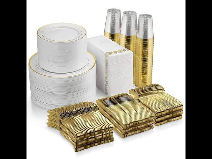 munfix-700-piece-gold-dinnerware-set-200-gold-rim-plastic-plates-300-gold-plastic-silverware-100-gol-1