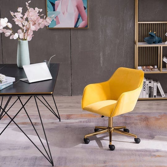 yellow-velvet-adjustable-height-360-revolving-home-office-chair-with-gold-metal-legs-and-universal-w-1