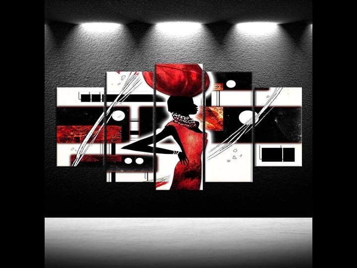 iknow-foto-large-5-piece-african-american-canvas-wall-art-black-and-red-pictures-printed-on-canvas-h-1