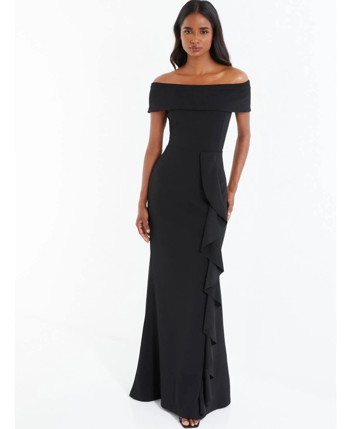 Sultry Black Off-Shoulder Maxi Dress | Image