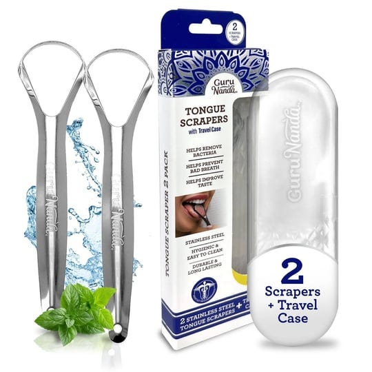 gurunanda-tongue-scraper-cleaner-fights-bad-breath-stainless-steel-2-pack-silver-1