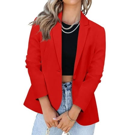 Red Women's Blazer Jacket for Professional Look | Image