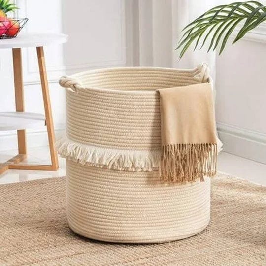 youdenova-large-woven-rope-storage-basket-baby-nursery-hamper-for-toyclothes-beige-decorative-blanke-1
