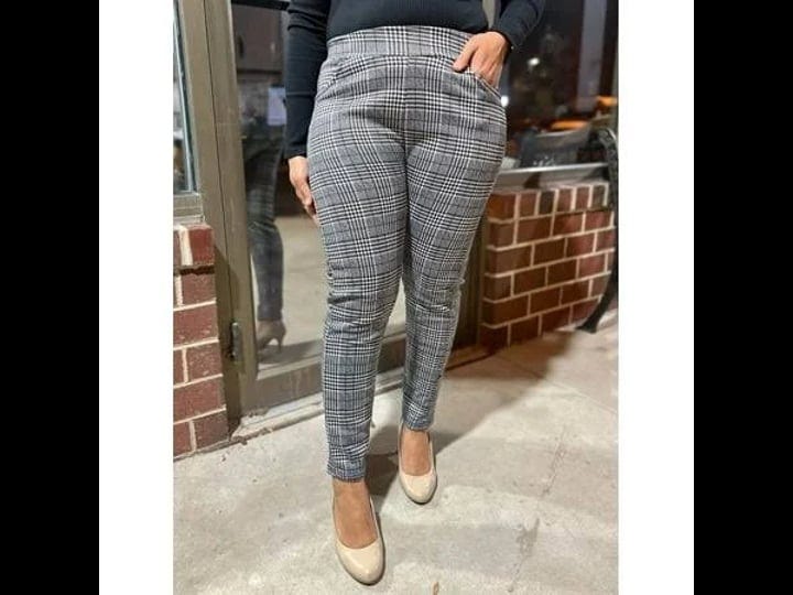 stylish-fleece-lined-plaid-slacks-pants-womens-size-medium-gray-1