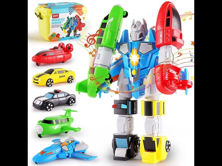 quercitron-5-in-1-magnetic-vehicles-playset-toy-transform-into-robot-mix-and-match-assembling-buildi-1