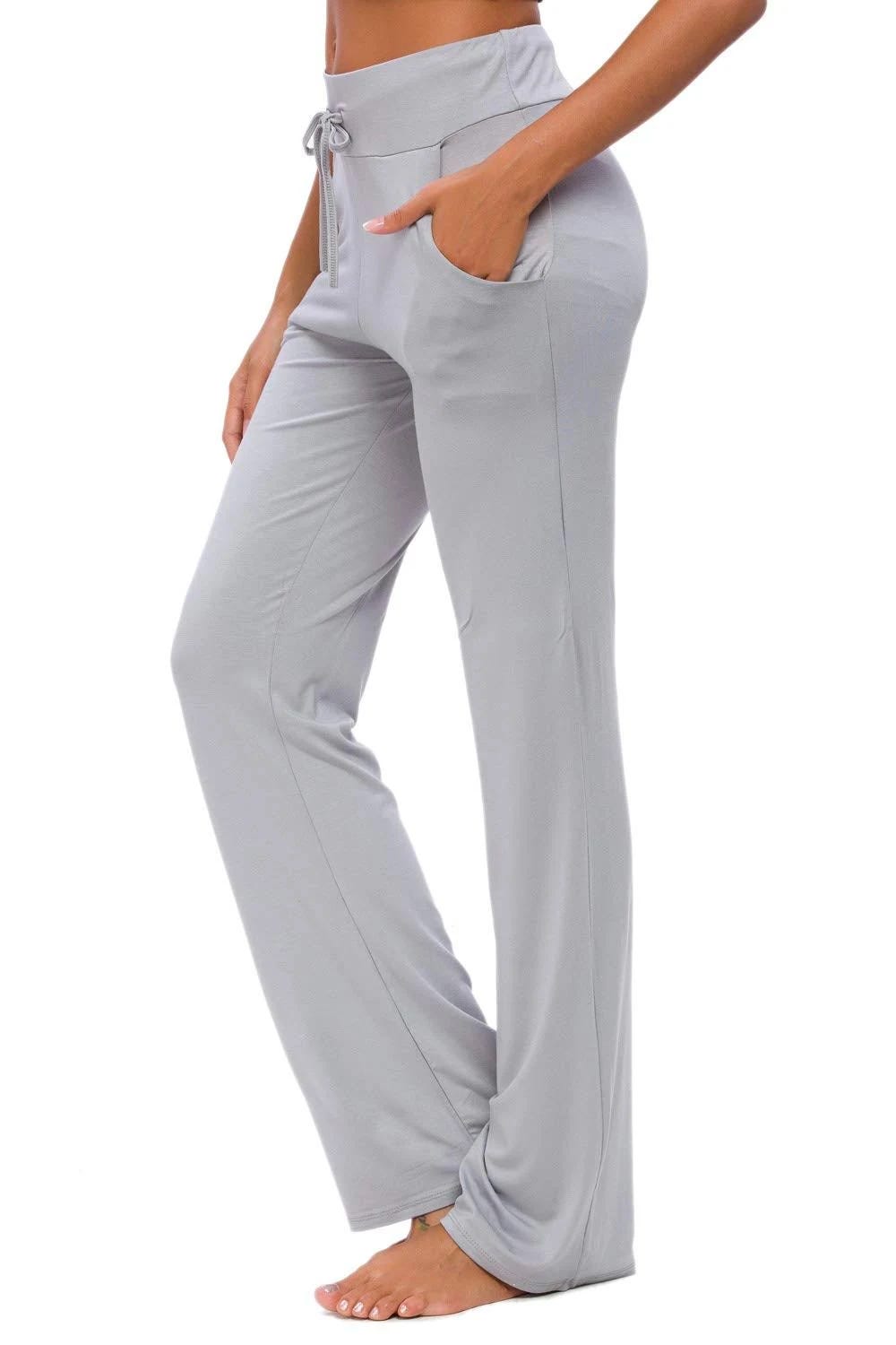 Comfy Stretch Yoga Pants for Ladies (Light Grey) | Image
