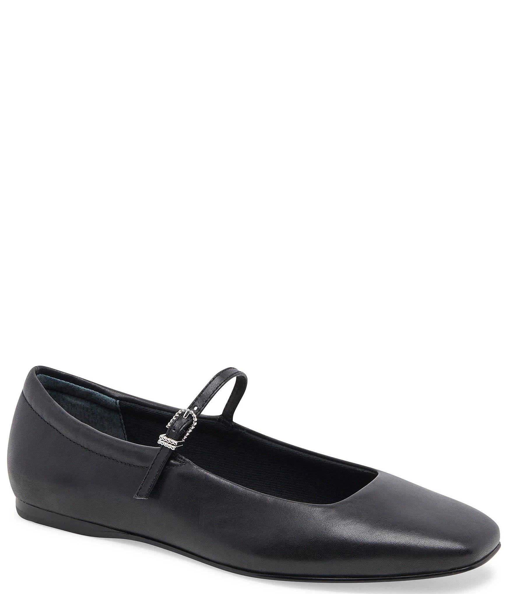 Dolce Vita Reyes Ballet Flats in Black Leather: Stylish & Comfortable for Women Size 6.5 | Image