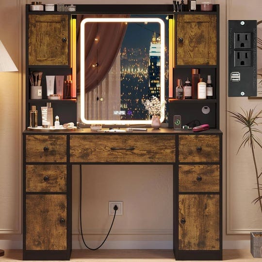 tiptiper-makeup-vanity-desk-with-digital-clock-mirror-and-lights-large-vanity-table-with-charging-st-1