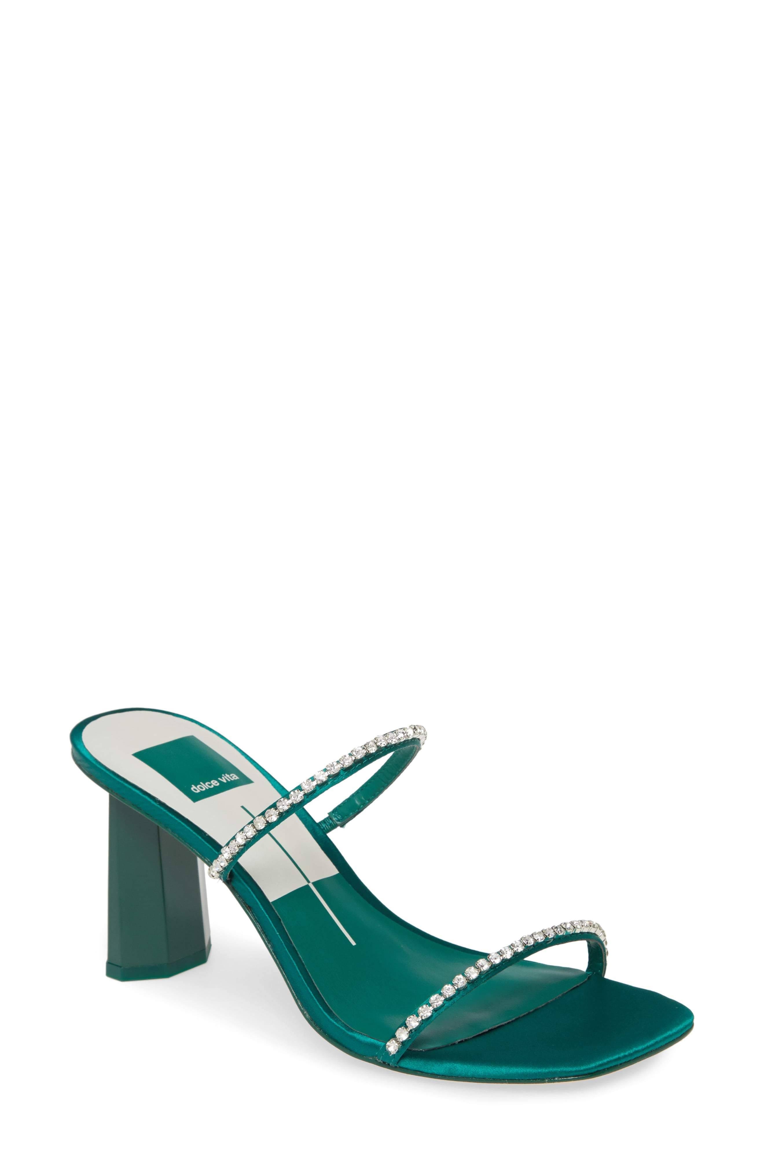 DOLCE VITA Green Embellished Heeled Sandals for Dressy Occasions | Image