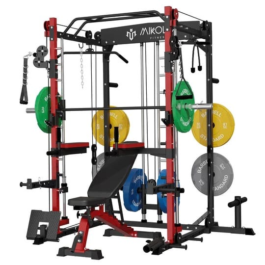 mikolo-smith-machine-home-gym-2000-lbs-power-rack-cage-with-cable-crossover-1