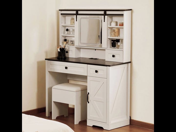 farmhouse-42-makeup-vanity-desk-with-lighted-sliding-mirrortabletop-dresser2-drawers-shelves-stool-i-1