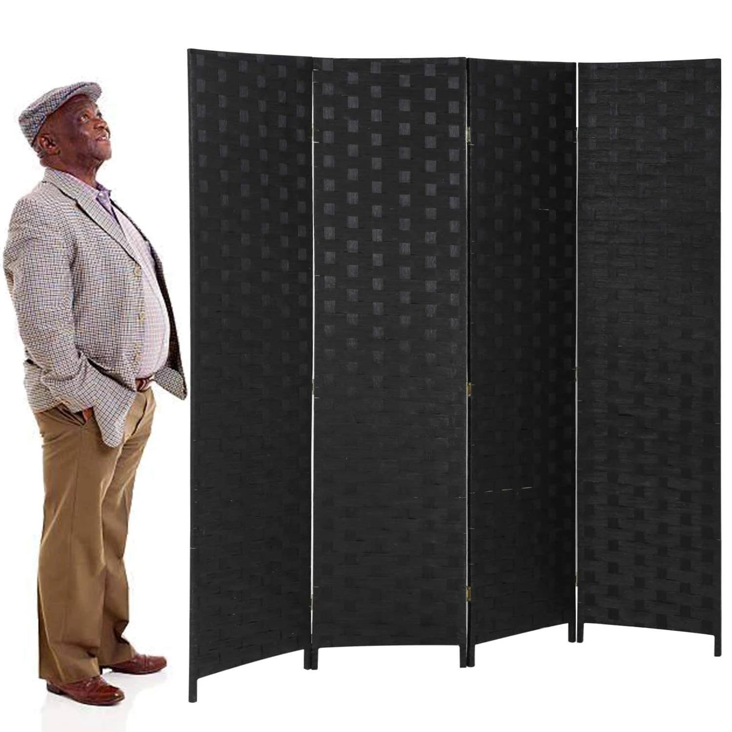 4-Panel Wooden Partition Screen for Privacy and Space Division | Image