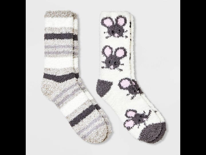 womens-mice-2pk-cozy-crew-socks-dark-gray-4-11