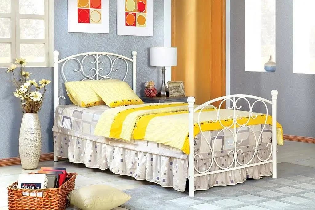 White Princess Belle: Elegant Twin Metal Bed Design | Image