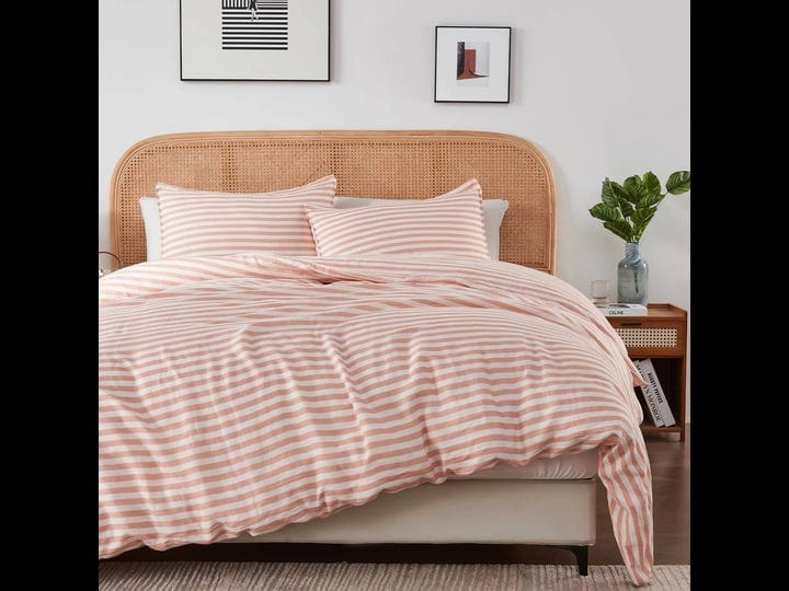 king-size-washed-linen-duvet-cover-with-shams-stripe-design-3-piece-bedding-duvet-cover-set-coral-1