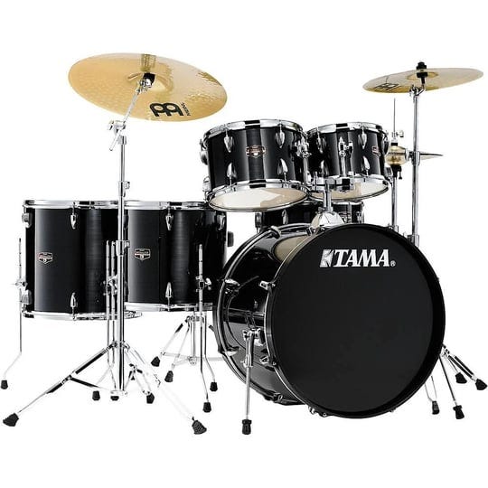 tama-imperialstar-6-piece-complete-drum-set-with-meinl-hcs-cymbals-and-22-bass-drum-hairline-black-1