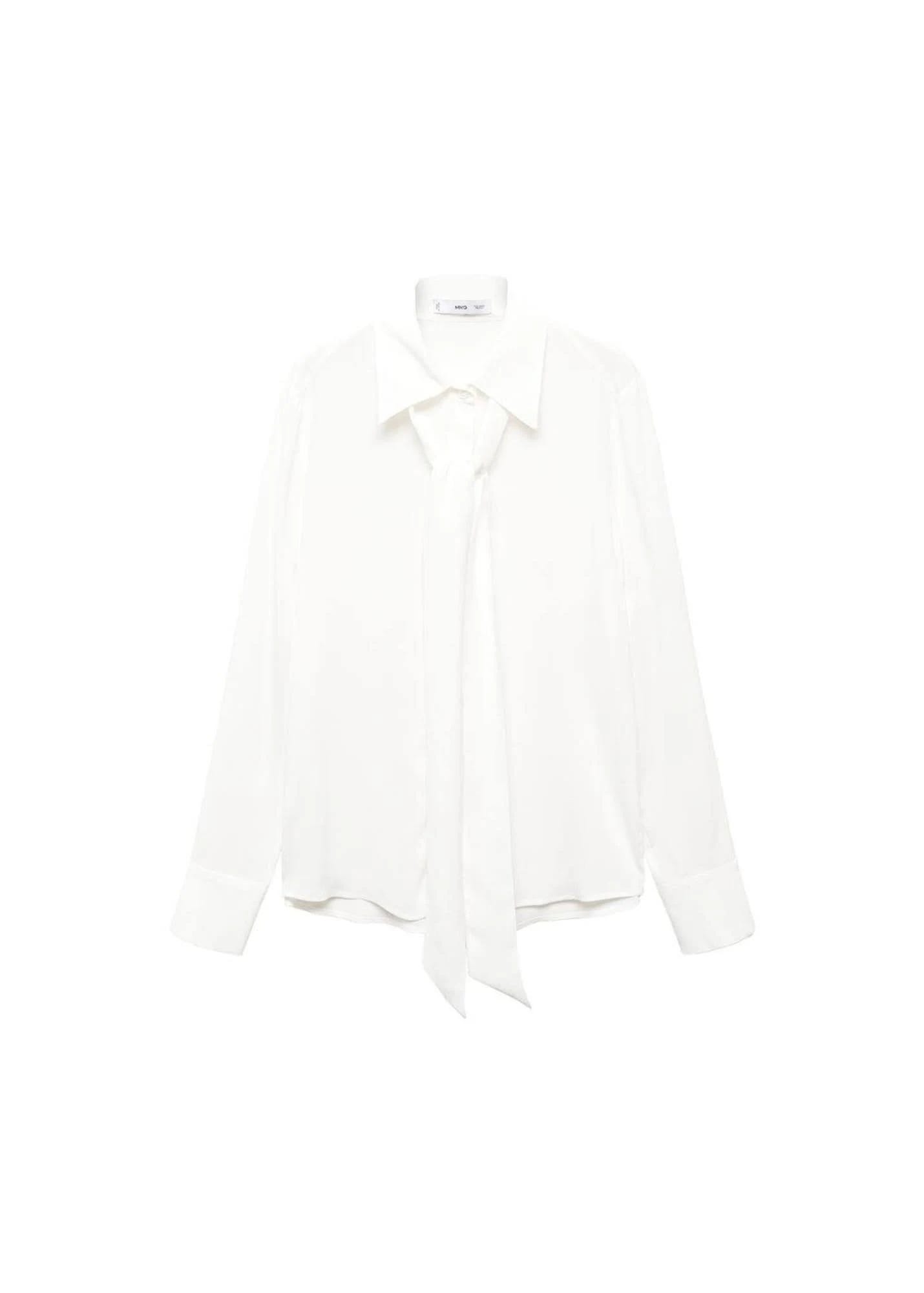 Classic White Tie-Neck Blouse for Women | Image