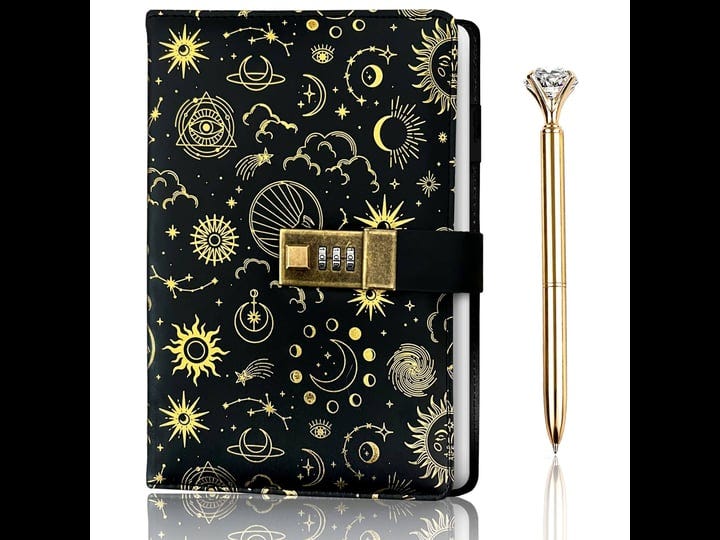 nightsky-diary-with-lock-gold-foil-pu-leather-journal-with-lock-bundled-with-pen-notebook-with-lock--1