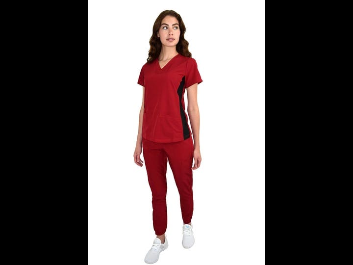 gt-performance-womens-stretch-knit-panel-top-and-jogger-pant-scrub-set-medical-nursing-gt-4flex-red--1