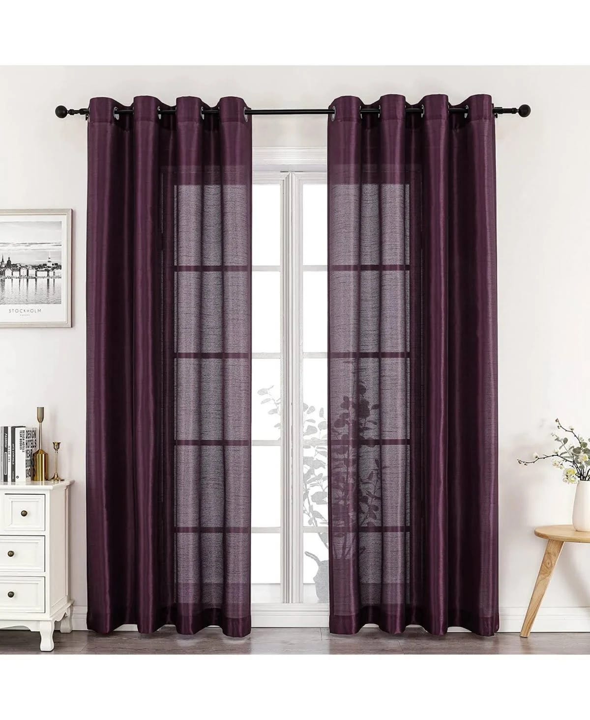 Luxurious Purple Light Filtering Curtains | Image