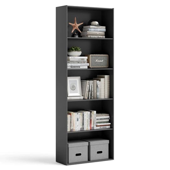 costway-5-shelf-storage-bookcase-modern-multi-functional-display-black-1