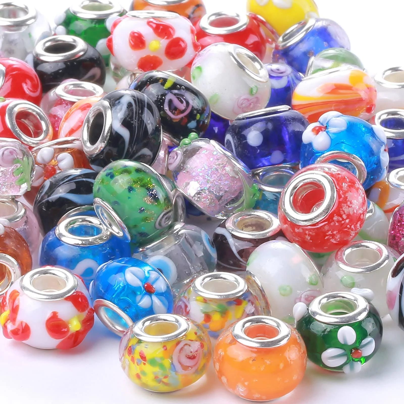 Weebee Murano Glass Beads - Large Hole Beads for Lampworking, Spacer Beads, and Jewelry Making | Image