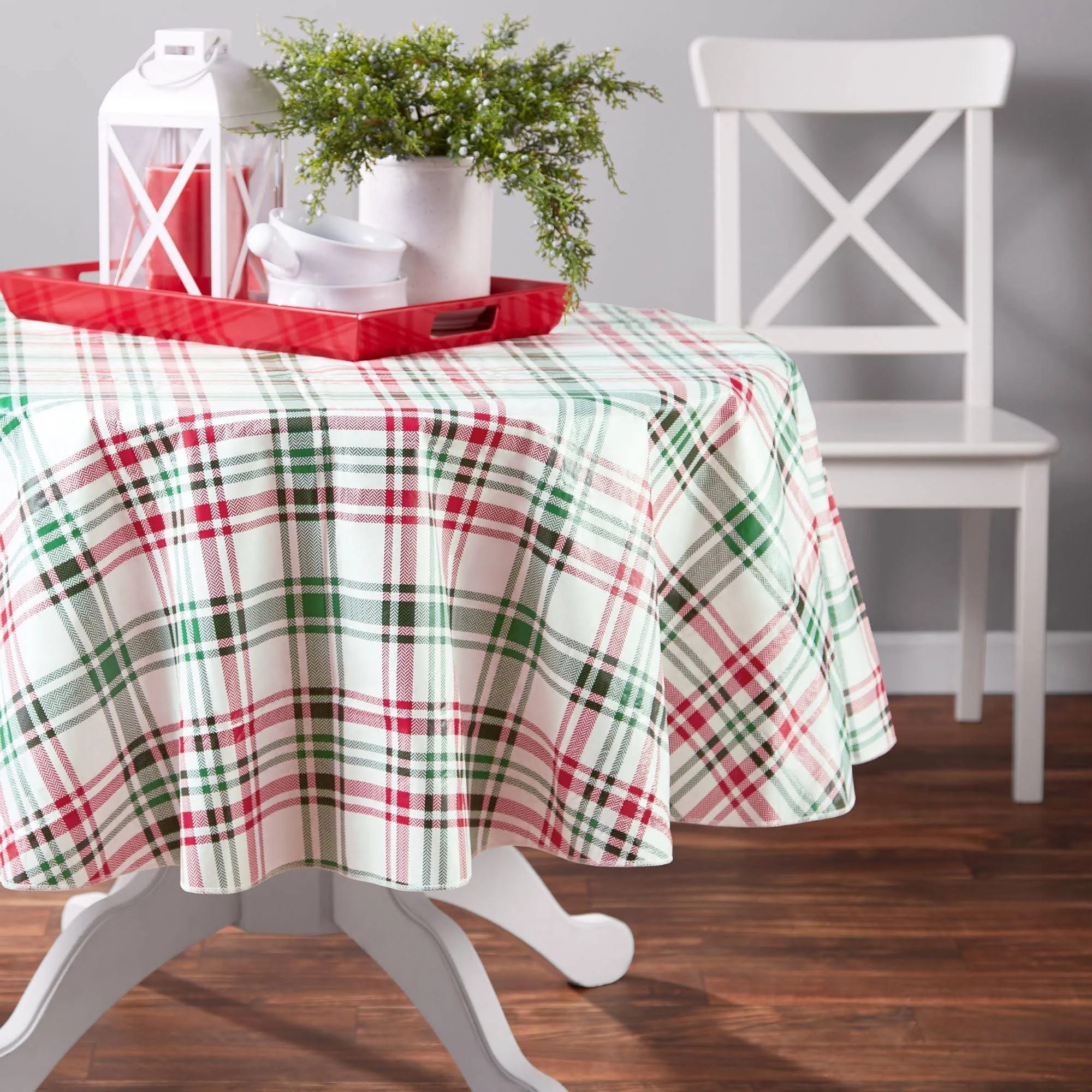 Classic Yorktown Plaid Vinyl Tablecloth for Festive Gatherings | Image