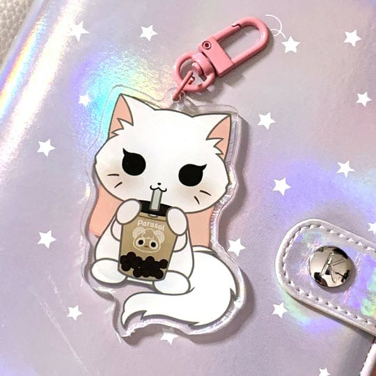 parasol-paper-pandy-and-friends-boba-cat-acrylic-keychain-mochi-1