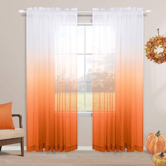 orange-curtains-84-inch-length-for-bedroom-set-2-panels-rod-pocket-long-window-drape-ombre-sheer-hal-1