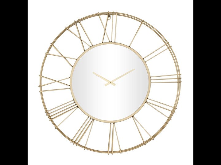 decmode-30-gold-metal-open-frame-wall-clock-with-center-mirror-1