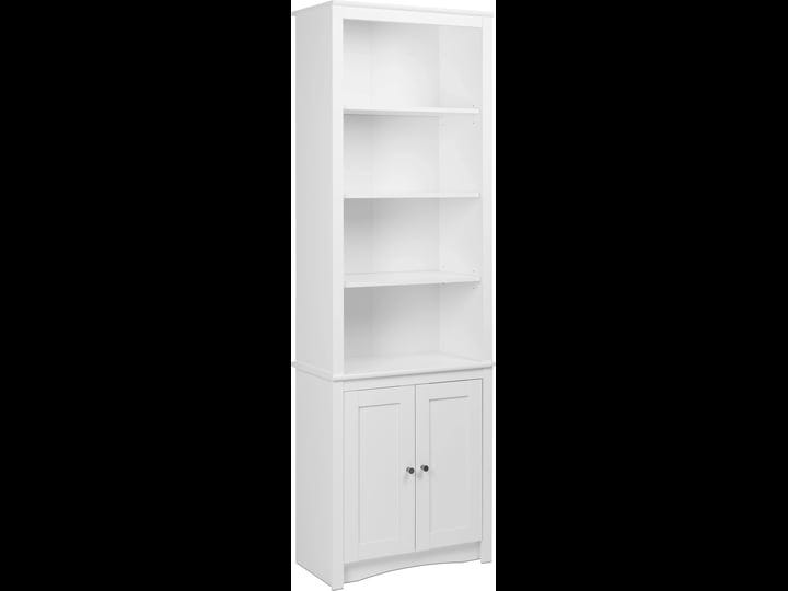 prepac-tall-bookcase-with-2-shaker-doors-white-1