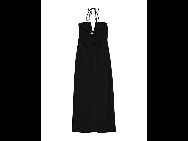 bershka-ruched-halterneck-midi-dress-in-black-1