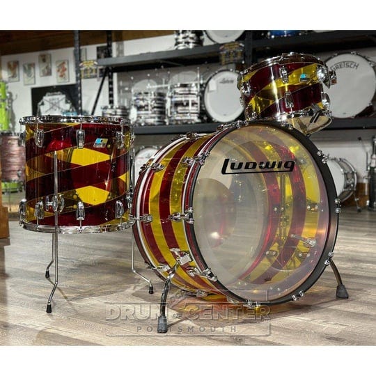 ludwig-vistalite-3pc-pro-beat-drum-set-50th-anniversary-red-yellow-1