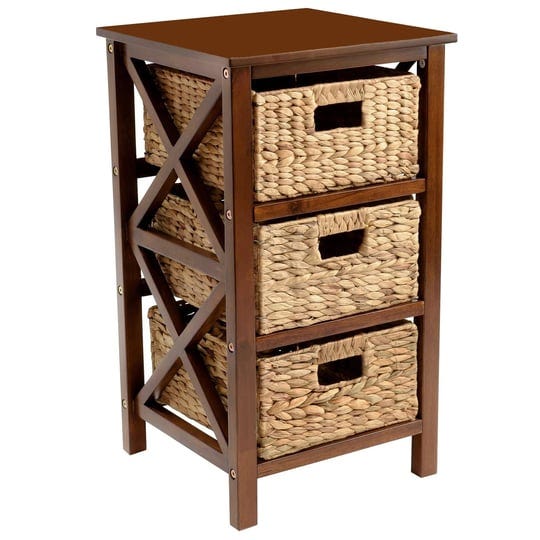 ehemco-3-tier-x-side-end-table-cabinet-storage-with-3-baskets-walnut-1