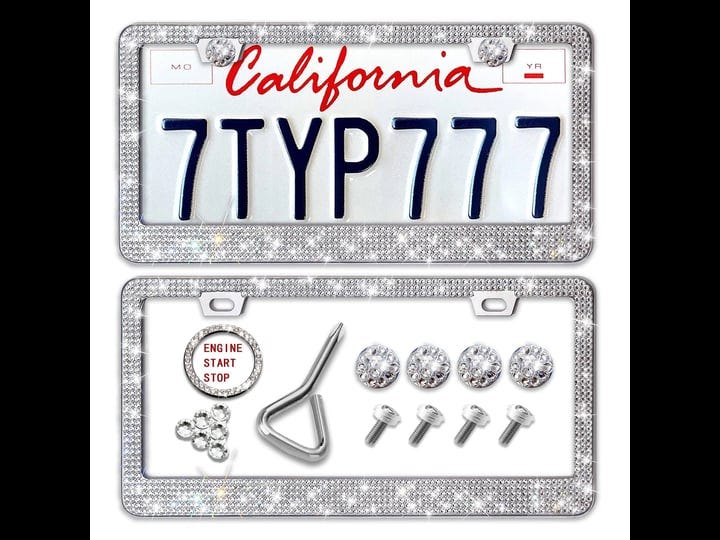 newzon-bling-license-plate-frames-for-men-women-diamond-rhinestone-license-plate-frame-2-pack-bedazz-1