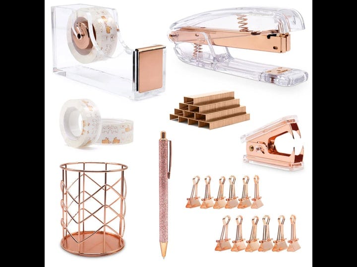 bomei-pack-rose-gold-office-stapler-set-tape-dispenser-with-3rolls-transparent-tape-staple-remover-w-1