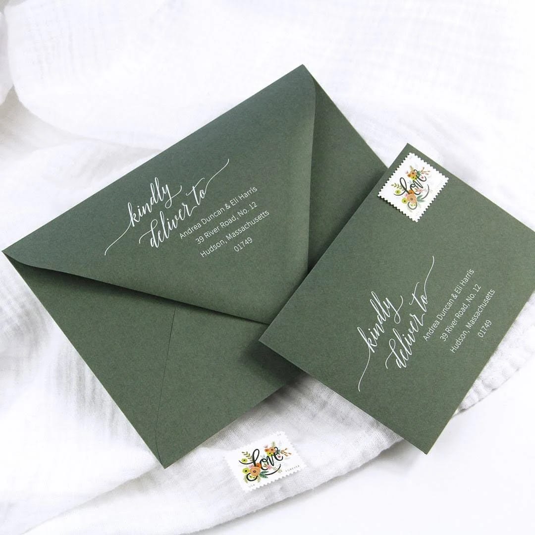 Dusty Green Wedding Envelopes: 5x7 (A7) and More Standard Sizes | Image