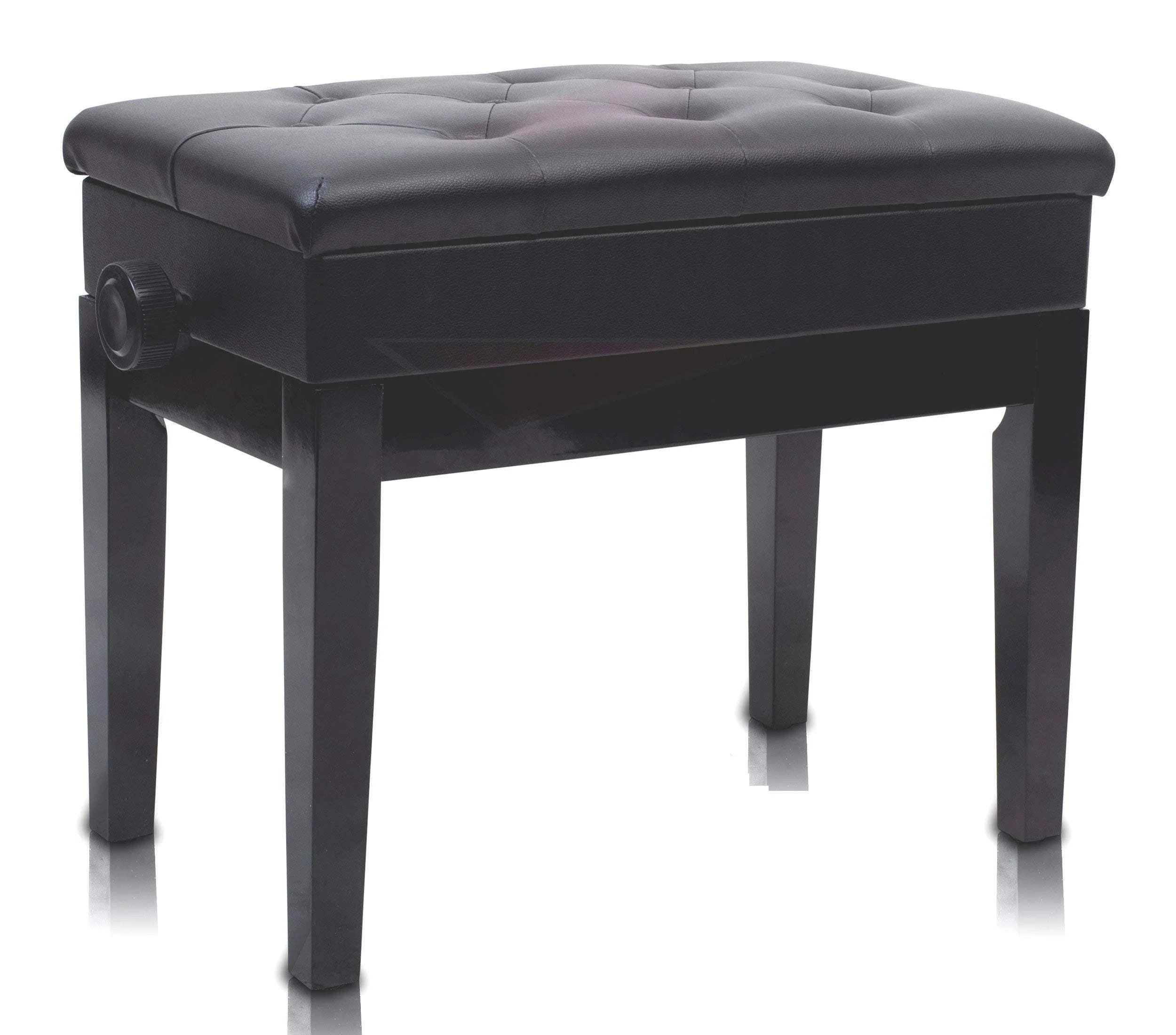 Premium Adjustable Piano Bench (Griffin AP Series) - Sleek Black Gloss Finish & Luxurious Padded Seat for Keyboard/Piano Use | Image