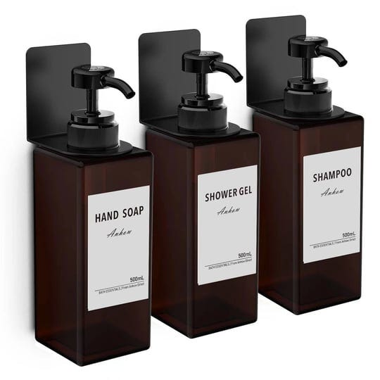 anhow-3pcs-soap-dispenser-set-500ml-hand-soap-shampoo-conditioner-dispenser-drill-free-wall-mount-wi-1