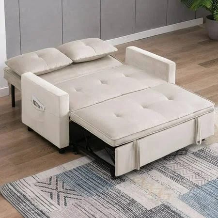 Comfortable Multi-Functional Loveseat Sofa Bed with Adjustable Backrest and High-Quality Velvet Fabric | Image