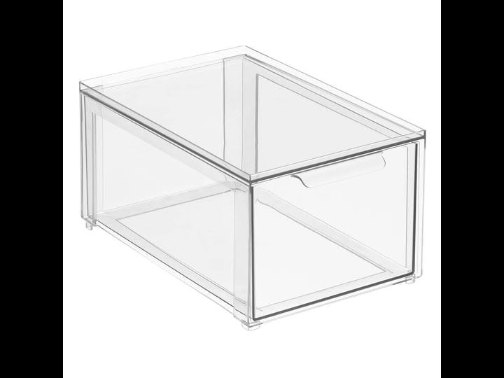 mdesign-plastic-stackable-bedroom-closet-storage-organizer-with-drawer-clear-1